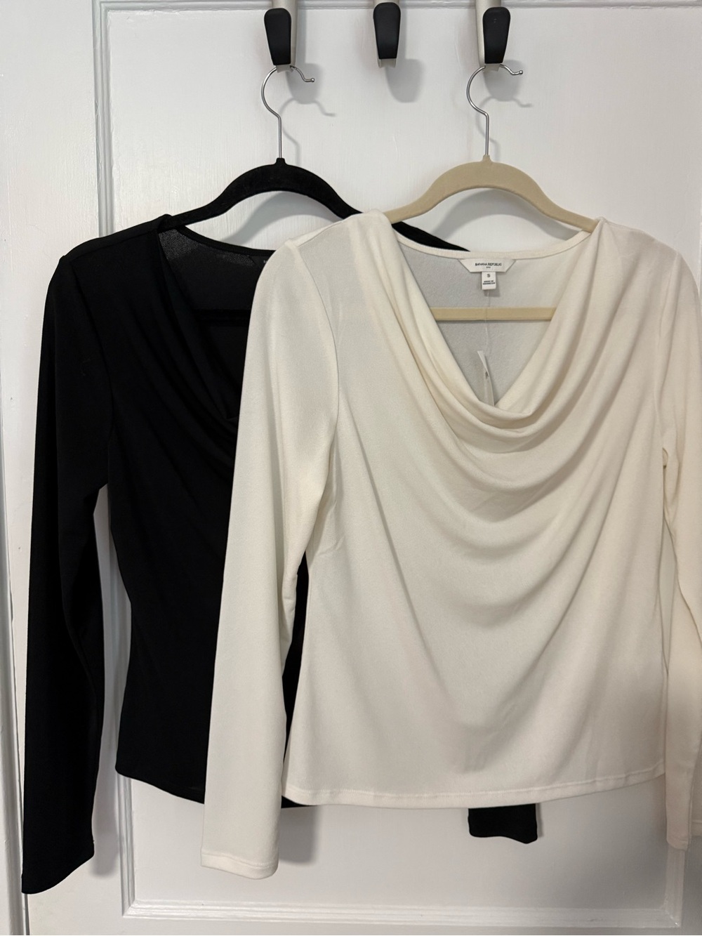 Banana Republic Cowl Neck Pullover Tops Shirts Blouses Cream & Black Two NWT Sm